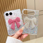 Gradient Glitter Rhinestone Bow Phone Case, For iPhone Duo