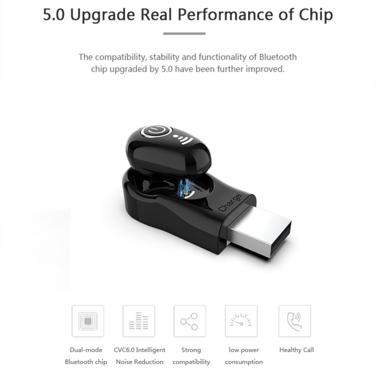 S650 Second Generation Charging Base Mini Bluetooth Earphone Wireless Earbuds Business Invisible Handsfree In-Ear Earphones with Mic
