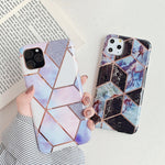 For iPhone 11 Plating Colorful Geometric Pattern Mosaic Marble TPU Mobile Phone Case, For iPhone 11