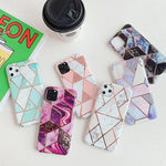 For iPhone 11 Plating Colorful Geometric Pattern Mosaic Marble TPU Mobile Phone Case, For iPhone 11