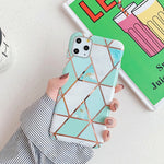 For iPhone 11 Plating Colorful Geometric Pattern Mosaic Marble TPU Mobile Phone Case, For iPhone 11