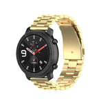Applicable To Ticwatch Generation / Moto360 Second Generation 460 / Samsung GearS3 / Huawei GT Universal 22mm Stainless Steel Metal Strap Butterfly Buckle Three Beads, black, gold, rose gold, Silver