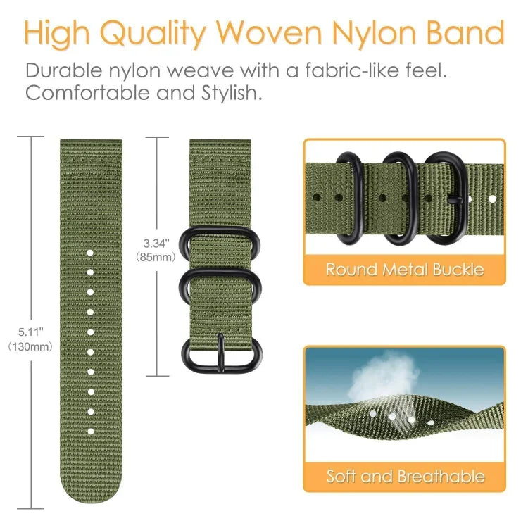 For Samsung Galaxy Watch Active 20mm S3 Nylon Three-ring Strap, For Samsung Galaxy Watch Active 2 20mm / Gear S3