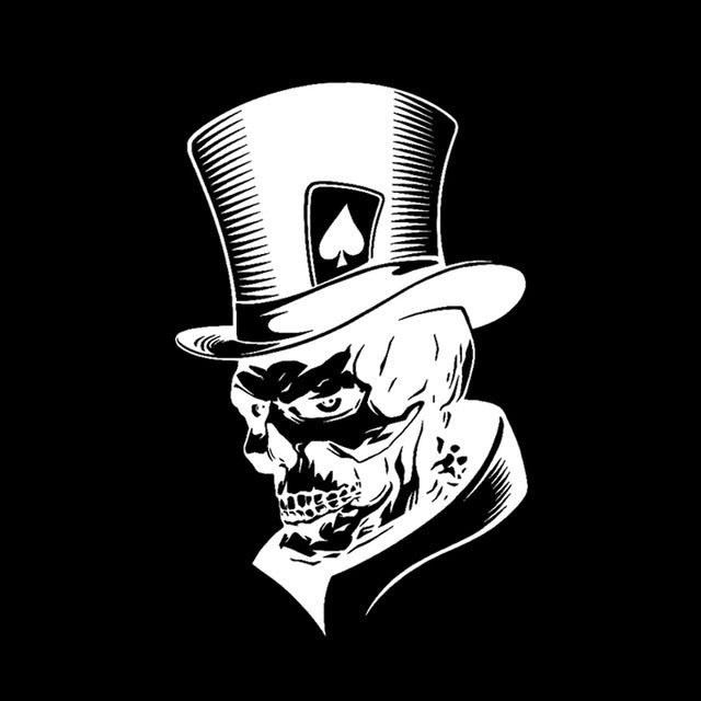 10 PCS Joker Skeleton Skull Playing Cards Poker Monster Hat Shape Vinyl Car Sticker, Size: 11.3x17.6cm, Joker Skeleton Skull