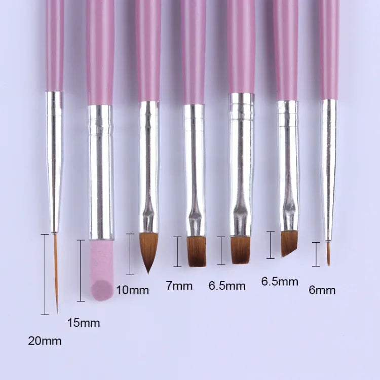7pcs /Set Nail Painting Stretcher Brush Sculpting And Sharpening Pen Manicure Tool