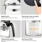 KAMJOVE Elegant Cup Bubble Teapot Office Flower Teapot Heat-resistant Glass Tea Set, K-200 400ML, K-201 500ML, K-202 750ML, K-203 600ML, K-204 600ML, K-205 900ML