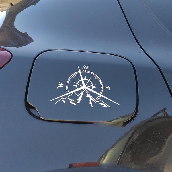 5 PCS NSWE Fashion Mountains Compass Rose Decal Nautical Compass Navigate Car Sticker, Size: 13.7x9.4cm, 5 PCS Black, 5 PCS  Silver