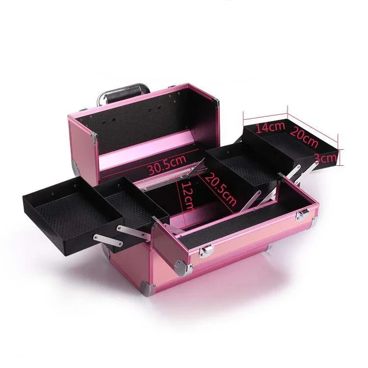 Professional Makeup Box Beauty Salon Manicure Toolbox, Magic Red, Coral Powder, Elegant Black, Noble Powder, Oversized Black, Oversized Pink