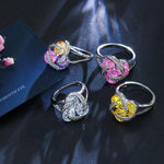 Fashion Cubic Zirconia Knot Earrings Necklace Ring Set for Women, 7, 9, 6, 8