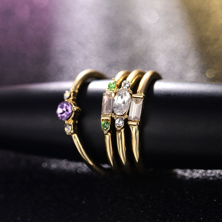 4 PCS Women Vintage Bohemian Crystal Zircon Ring Set, 6, 7, 8, 9, 5, 10