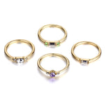 4 PCS Women Vintage Bohemian Crystal Zircon Ring Set, 6, 7, 8, 9, 5, 10