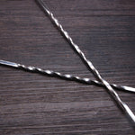 2 PCS Stainless Steel Long Handle Fork Spoon Cocktail Ice Stirrer Double Head Wine Mixing Stick