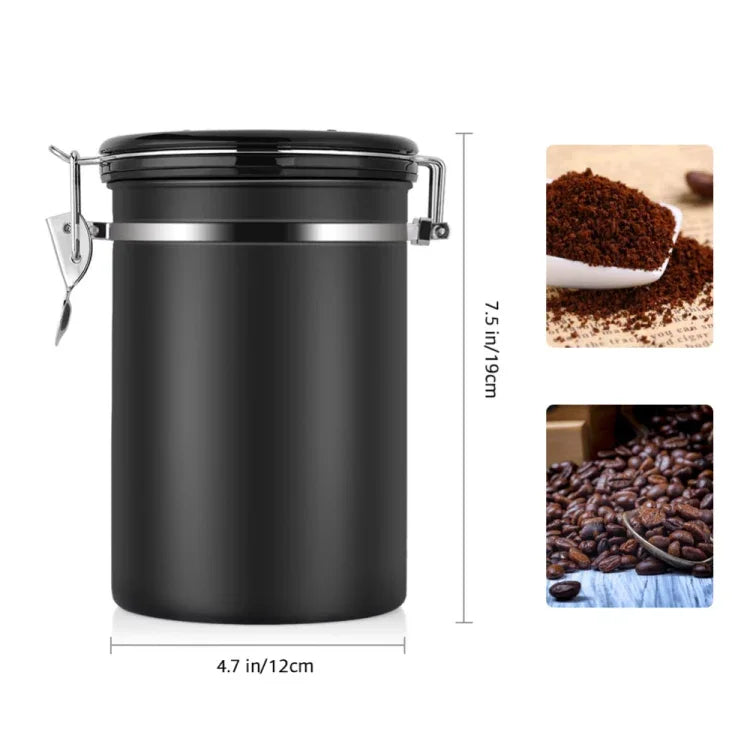 Coffee Container Stainless Steel Tea Storage Chests Black Kitchen Sotrage Canister Coffee Tea Caddies Teaware