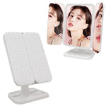 Simple & Stylish LED Three-Fold Square Makeup Mirror, Plug-in Monochrome Lamp, Charging Model Monochrome Lamp, Charging Model Three-color Light