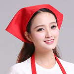 Waiter Men and Women Kitchen Work Turban Hat Triangle Scarf Chef Hat, Adjustable