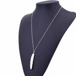Vintage Long Necklace Jewelry Simple Feather Pendant Necklaces, Gold, Silver