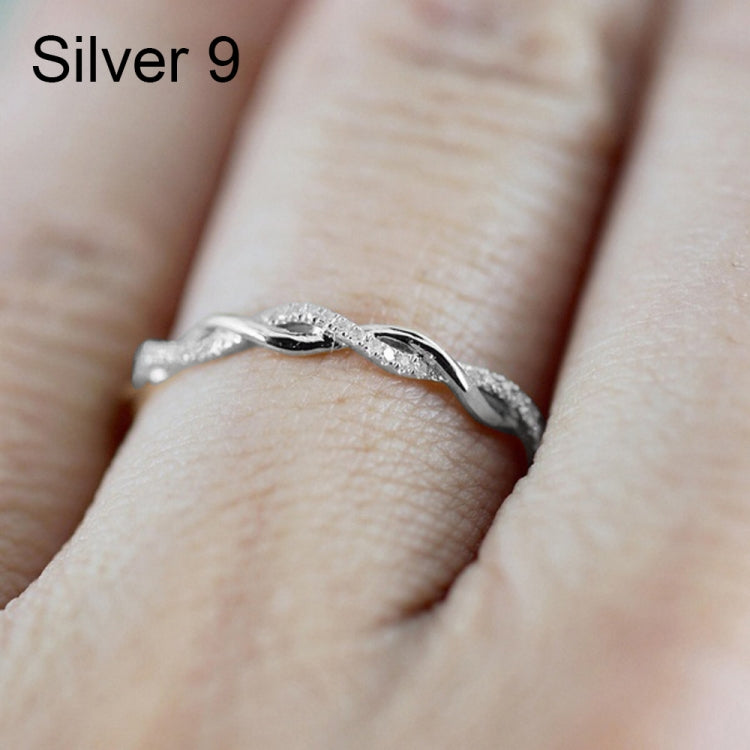 Woman Classical Cubic Zirconia Twist Shape Ring, sliver, gold, rose gold