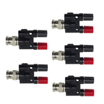 5pcs BNC Male Plug To Two Banana Jack Female Connector RF Adapter, BNC Male to Two Banana Female