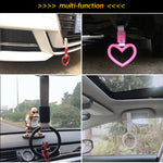 JDM Car Static Belt Decorative Warning Hanging Ring Rear Bumper Warning Ring Car Safety Hand Ring, Heart-Shaped Orange, Heart-Shaped Purple, Heart-Shaped White, Heart-Shaped Black, Heart-Shaped Blue, Heart-Shaped Red, Heart-Shaped Pink, Ring-Shape Red ...