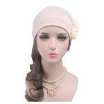 Flower Wrinkled Pull-over Confinement Chemotherapy Cap, One  Size