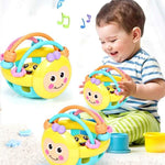 Soft Rubber Cartoon Bee Hand Knocking Rattle Dumbbell Early Educational Toy for Kid Hand Bell Baby Toy, Bee Dumbbell