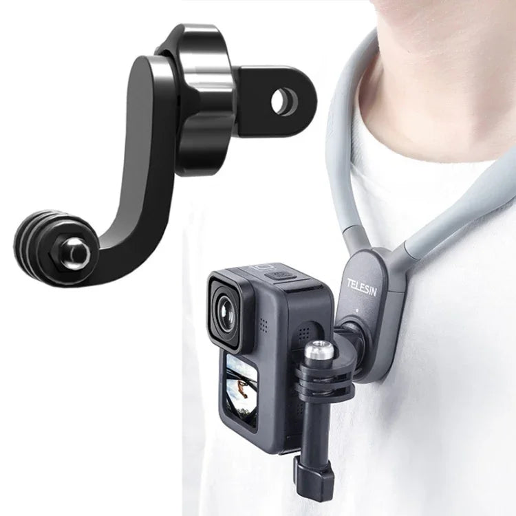 Sports Camera Accessories For GoPro HERO11 Black / HERO9 Black / DJI Osmo Action 3, Center Vertical Bend Arm, Arc Extension Rod, Centered Universal Bend Arm, 1/4 Transfer Head