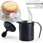 Pump Creamer Stainless Steel Double Mesh Manual Coffee Milk Foam Frothing Pitcher Froth Pump Foamer Cup, 400cc, 800cc