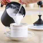 Pump Creamer Stainless Steel Double Mesh Manual Coffee Milk Foam Frothing Pitcher Froth Pump Foamer Cup, 400cc, 800cc