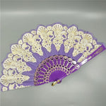 Spain Style Plastic Folding Fan Peacock Lace Fan Ladies Dance Gilding Fan, 23x42cm
