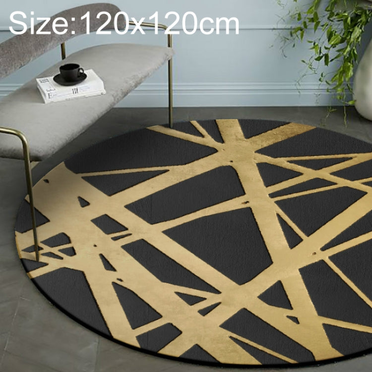 Luxury 3D Round Carpets Nordic style Pattern Rug, Black Golden Diameter: 40cm, Black Golden Diameter: 60cm, Black Golden Diameter: 80cm, Black Golden Diameter: 100cm, Black Golden Diameter: 120cm, Black Golden Diameter: 140cm, Black Golden Diameter: 15...