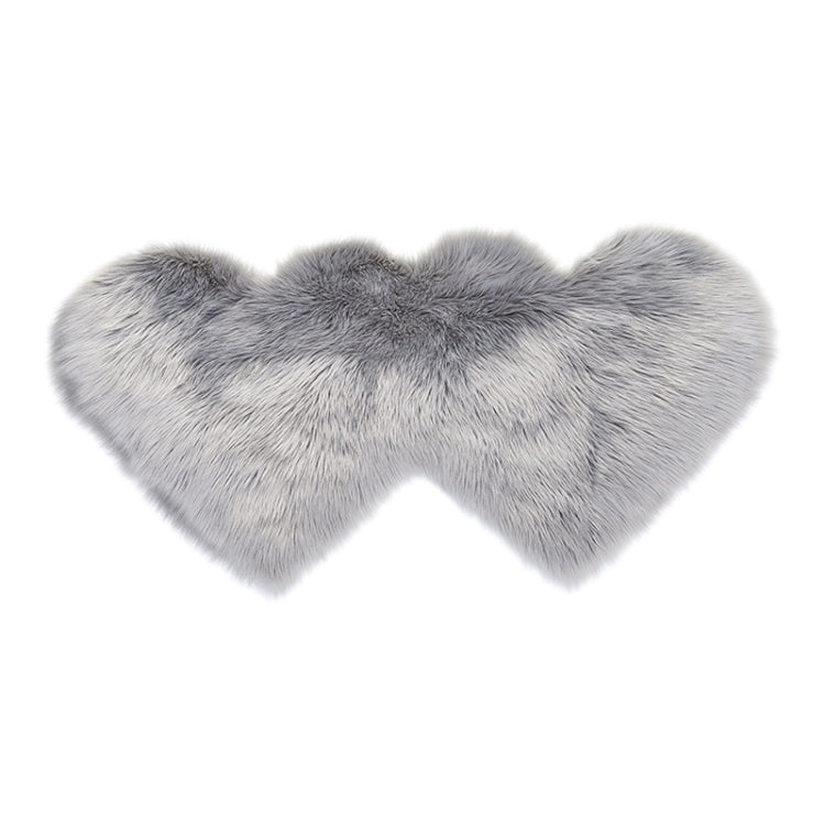 Creative Double Heart Imitation Wool Carpet Sofa Cushion Mat Plush Bedroom Living Room Floor Rugs, 35x70 cm, 60x120cm