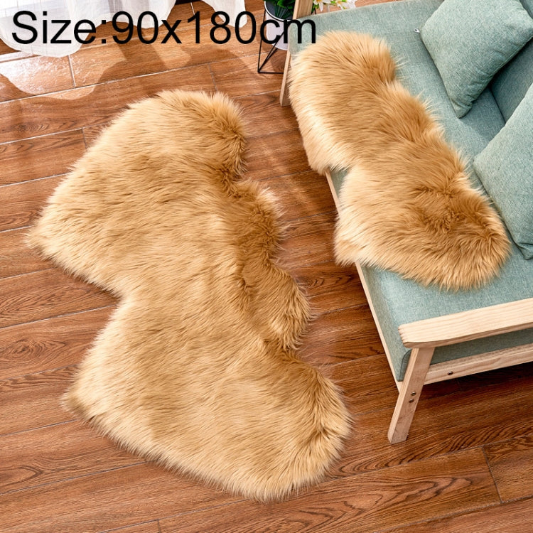 Creative Double Heart Imitation Wool Carpet Sofa Cushion Mat Plush Bedroom Living Room Floor Rugs, 90x180cm