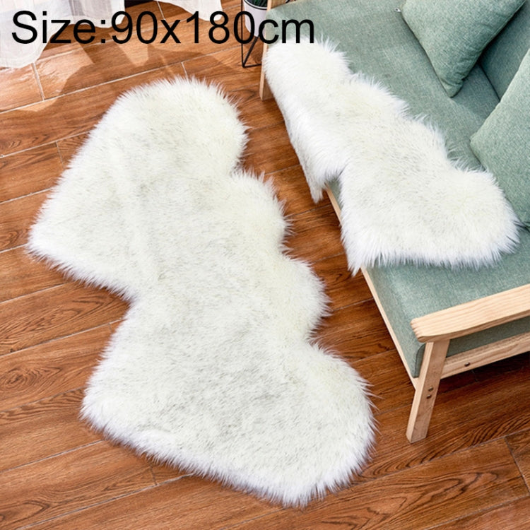 Creative Double Heart Imitation Wool Carpet Sofa Cushion Mat Plush Bedroom Living Room Floor Rugs, 90x180cm