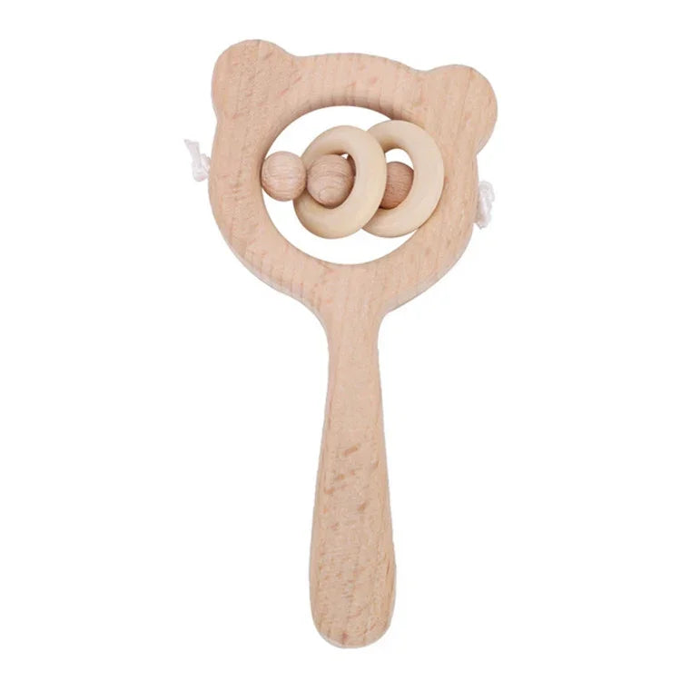 Baby Puzzle Early Education Hand Rattle Wooden Toy, Bear Bell, Bear Big Bead, Bear Small Bead, Bear Single Bead, Owl Bell