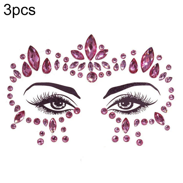 3 PCS  Forehead Green Masquerade Makeup Acrylic Face Sticker, YT-46, YT-47, YT-48, YT-49, YT-50, YT-51, YT-52, YT-53-01, YT-53-02, YT-54, YT-55, YT-56, YT-57, YT-59, YT-60, YT-61, YT-65, YT-66, YT-67, YT-68, YT-69