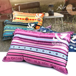 Portable Ethnic Style Automatic Inflatable Pillows Outdoor Camping Tent Camping Equipment Car Travel Pillows, Navy Blue Stripes, Orange Stripes, Red Yellow Printing, Gray Blue Print