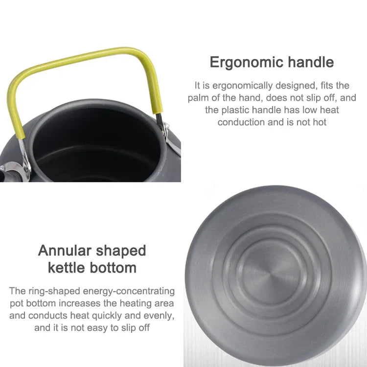 0.8L Portable Outdoor Mountaineering Picnic Aluminum Teapot Kettle Coffee Pot, 0.8L