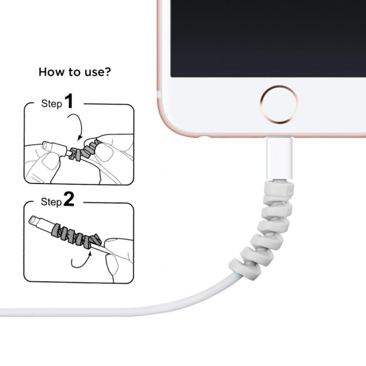 4pcs Spiral Style Silicone Data Cable Protective Cover Anti-wire Break Winder
