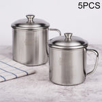 5 PCS Extra Thick 304 Stainless Steel Cup Children's Mouth Cup with Handle Cover Household adult Drinking Water Cup, 7cm without cover, 8cm with cover, 9cm with cover, 10cm with cover, 11cm with cover, 12cm with cover