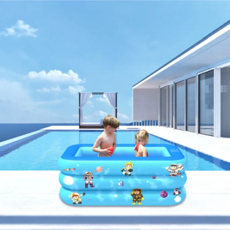 Household Indoor and Outdoor Aerospace Pattern Baby Square Inflatable Swimming Pool, 120 x 85 x 35cm