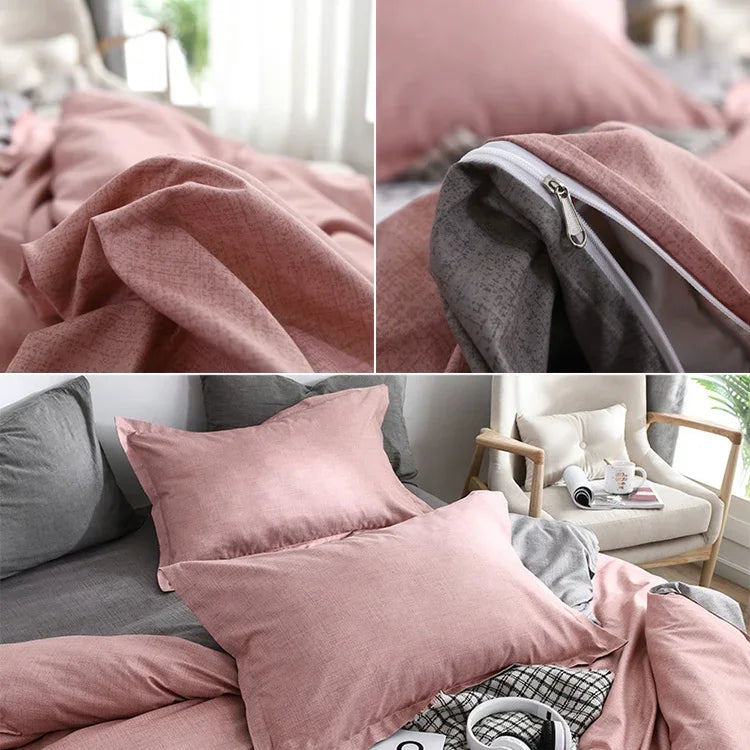 Bedding Set Solid Plaid Side Bed Comforter Duvet Cover Sheet Set, 168*229cm(1x Pillowcase,1xQuilt）, 200*230cm(2x Pillowcase,1x Quilt）, 228*228cm(2xPillowcase,1xQuilt）, 260*230cm(2xPillowcase ,1xQuilt）, 135*200cm(1xPillowcase,1xQuilt）                   ...