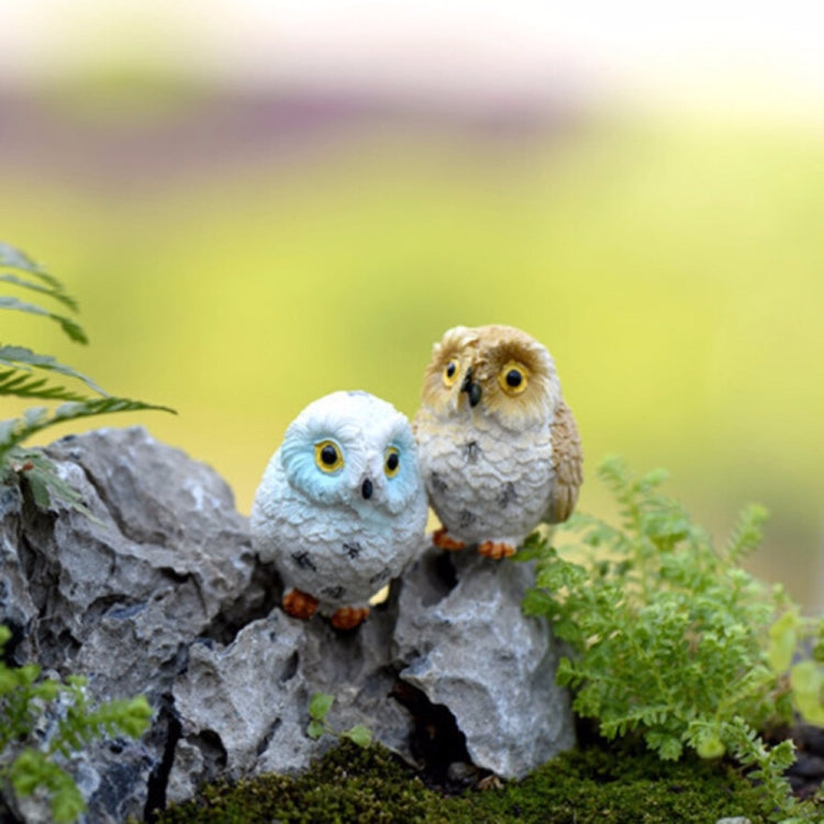 2 PCS Moss Micro Landscape Creative Resin Mini Owl Ornament，Random Color Delivery, Micro Landscape Owl