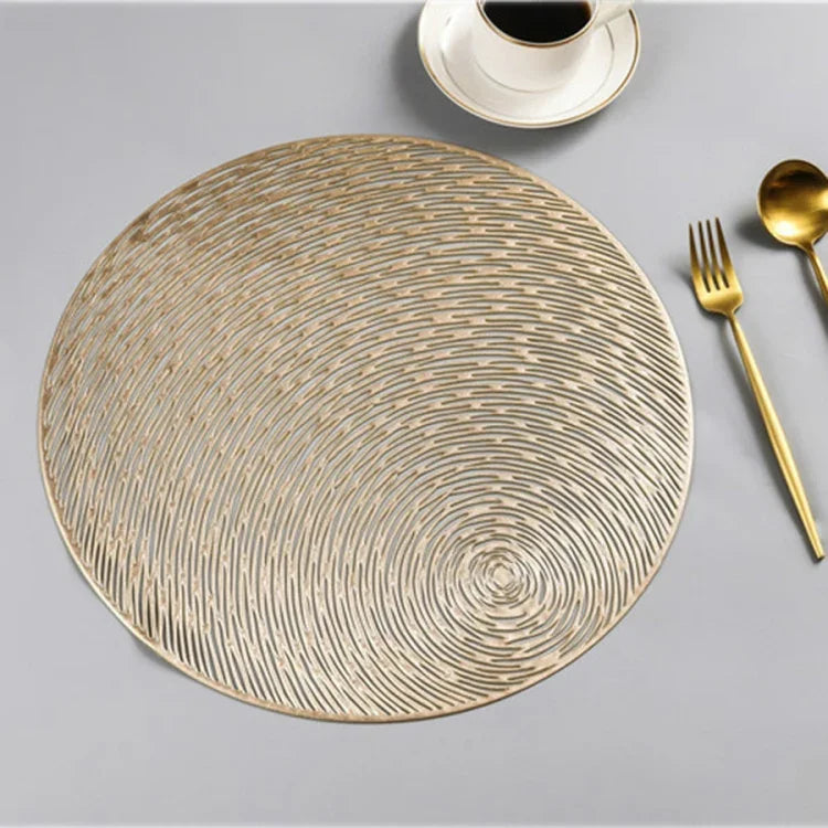 2 PCS Fashion Round Hollow Placemats PVC Table Mats Coffee Cup Pad
