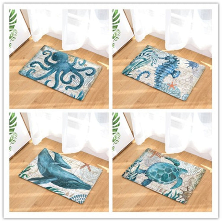 Marine Series Pattern Bathroom Toilet Non-slip Mat Flannel Absorbent Foot Pad, 46x76cm, 50x80cm