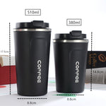 Smart Version Double Stainless steel 304 Coffee Mug Car Thermos Mug Travel Thermo Cup, 380ml Black, 380ml Green, 380ml Blue, 380ml Pink, 380ml White, 510ml White, 510ml Black, 510ml Green, 510ml Blue, 510ml Pink