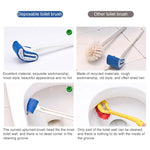 No Dead Corner Soft Bristles Disposable Toilet Brush, White, Black, Blue, Green