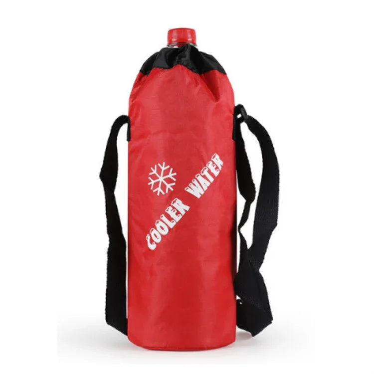 Oxford Cloth Cylindrical Ice Pack Portable Folding Drink Ice Pack Lunch Bag, Drawstring / Red, Drawstring / Blue