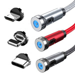 CC56 Dust Plug Rotating Magnetic Wire, Cbale Length: 2m, 2m Android Head, 2m Micro USB, 2m Type-C Head, 2m 8Pin Head, 2m Line+Three Heads, 2m + 8Pin + Type-C/USB-C + Micro USB, 2m Line