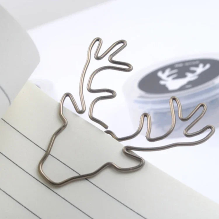 8 PCS/Set Deer Head Paper Clip Shaped Paper Clip Creative Shape Pin Bookmark, Deer Head Paper Clip