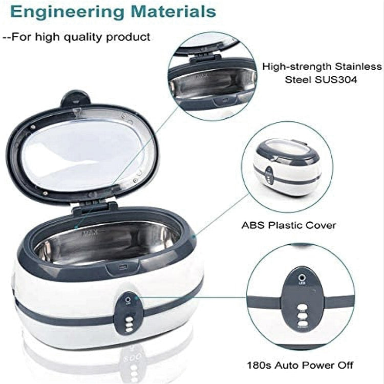 VGT-800 600ml Low Noise Vacuum Cleaner Ultrasonic Cleaner with SUS304 Tank for Home Jewelry Eyeglass Watch, UK Plug, EU Plug, US Plug